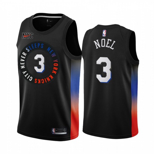New York Knicks #3 Nerlens Noel Black Swingman 2020-21 City Edition Jersey Mens