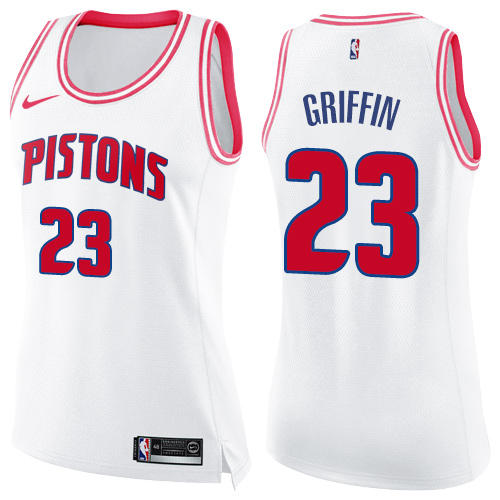 Detroit Pistons #23 Blake Griffin White/Pink Womens Swingman Fashion Jersey Womens