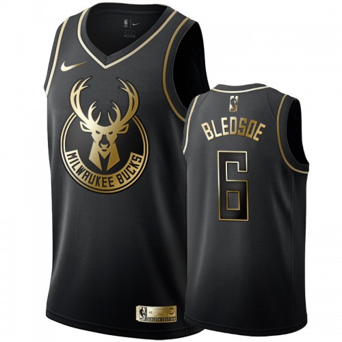 Milwaukee Bucks #6 Eric Bledsoe Mens Black Golden Edition Swingman Jersey Mens