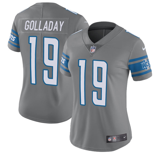 Detroit Lions #19 Kenny Golladay Gray Women's Stitched Limited Rush Jersey Womens