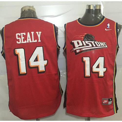 Detroit Pistons #14 Malik Sealy Red Throwback Stitched Jersey Mens