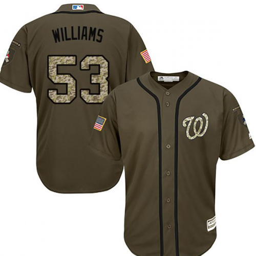 Washington Nationals #53 Austen Williams Green Salute to Service Stitched Jersey Men's