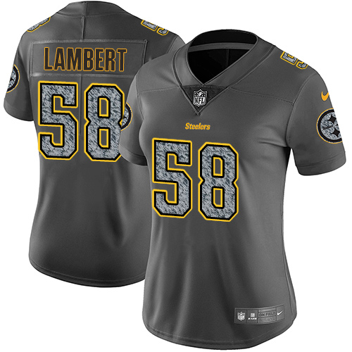 Pittsburgh Steelers #58 Jack Lambert Gray Static Women's Stitched Vapor Untouchable Limited Jersey Womens