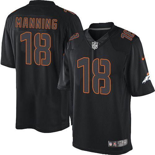 Broncos #18 Peyton Manning Black Men's Stitched Impact Limited Jersey