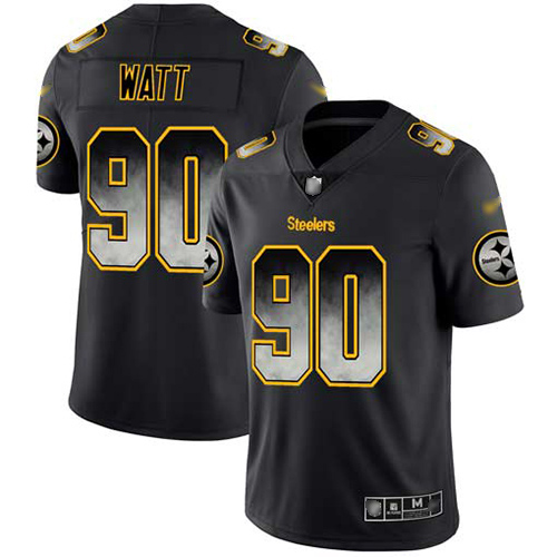 Steelers #90 T. J. Watt Black Men's Stitched Vapor Untouchable Limited Smoke Fashion Jersey