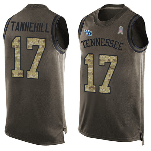 Titans #17 Ryan Tannehill Green Men's Stitched Limited Salute To Service Tank Top Jersey