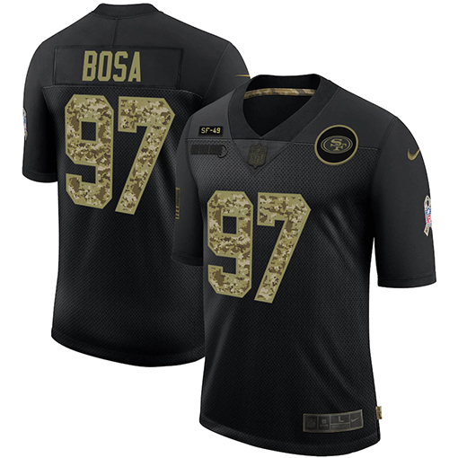 San Francisco 49ers #97 Nick Bosa Men's 2020 Salute To Service Camo Limited Jersey Black