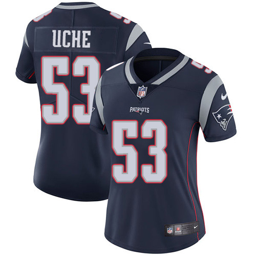 New England Patriots #53 Josh Uche Navy Blue Team Color Women's Stitched Vapor Untouchable Limited Jersey Womens