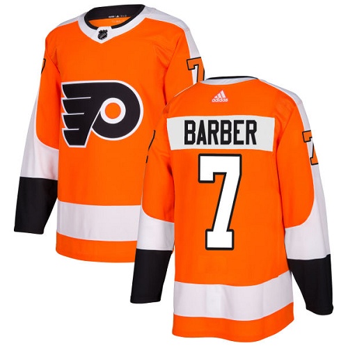 Adidas Philadelphia Flyers #7 Bill Barber Orange Home Authentic Stitched Jersey Men's