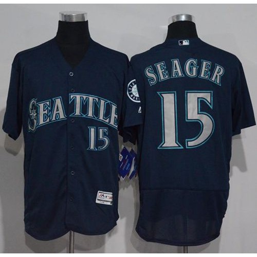 Seattle Mariners #15 Kyle Seager Navy Blue Flexbase Authentic Collection Stitched Jersey Men's