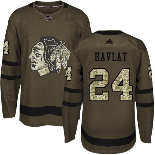 Adidas Chicago Blackhawks #24 Martin Havlat Green Salute to Service Stitched Jersey Men's