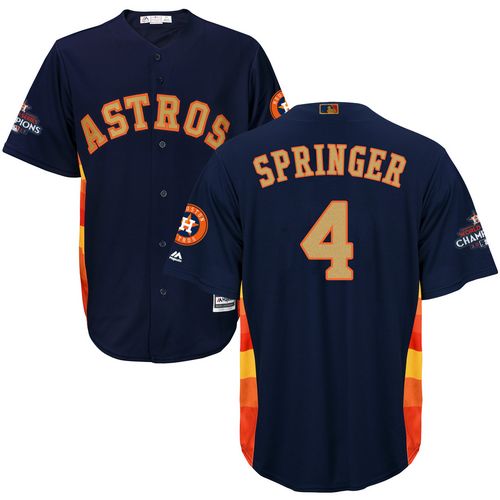 Houston Astros #4 George Springer Navy Blue 2018 Gold Program Cool Base Stitched Youth Jersey Youth