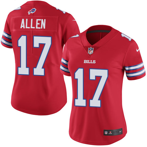 Bills #17 Josh Allen Red Women's Stitched Limited Rush Jersey