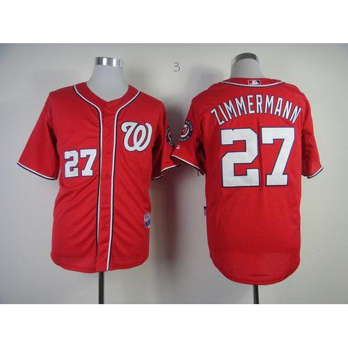Washington Nationals #27 Jordan Zimmermann Red Cool Base Stitched Jersey Men's