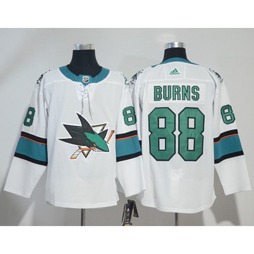 Adidas San Jose Sharks #88 Brent Burns White Road Authentic Stitched Jersey Men's