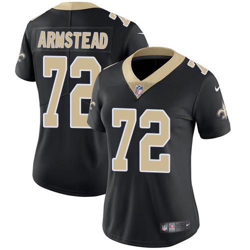 New Orleans Saints #72 Terron Armstead Black Team Color Women's Stitched Vapor Untouchable Limited Jersey Womens