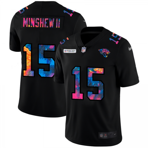 Jacksonville Jacksonville Jaguars #15 Gardner Minshew II Men's Multi-Color Black 2020 Crucial Catch Vapor Untouchable Limited Jersey Men's