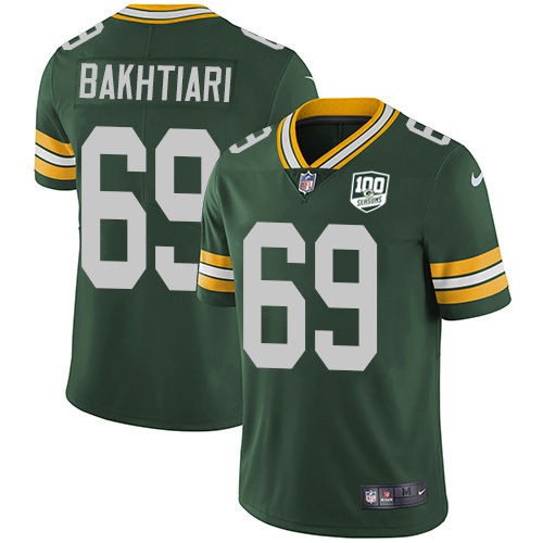Green Bay Packers #69 David Bakhtiari Green Team Color Youth 100th Season Stitched Vapor Untouchable Limited Jersey Youth