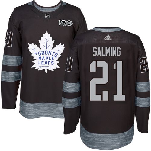 Adidas Maple Toronto Maple Leafs #21 Borje Salming Black 1917-2017 100th Anniversary Stitched Jersey Men's