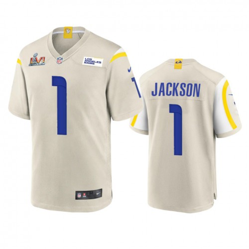 Los Angeles Los Angeles Rams #1 Desean Jackson Men's Super Bowl LVI Patch Game Jersey - Bone Men's