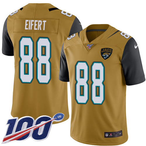 Jacksonville Jaguars #88 Tyler Eifert Gold Men's Stitched Limited Rush 100th Season Jersey Men's
