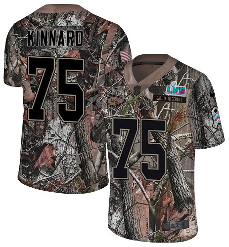 Chiefs #75 Darian Kinnard Camo Super Bowl LVII Patch Men's Stitched Limited Rush Realtree Jersey