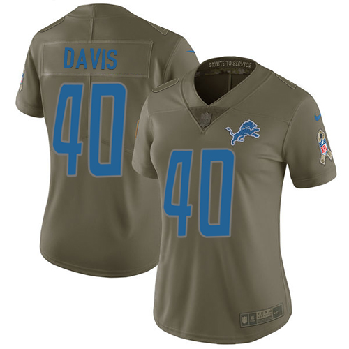 Detroit Lions #40 Jarrad Davis Olive Women's Stitched Limited 2017 Salute to Service Jersey Womens