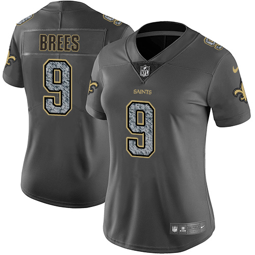 Saints #9 Drew Brees Gray Static Women's Stitched Vapor Untouchable Limited Jersey