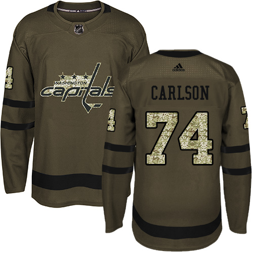 Adidas Washington Capitals #74 John Carlson Green Salute to Service Stitched Jersey Men's