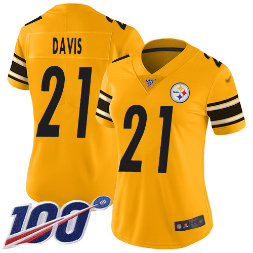Pittsburgh Steelers #21 Sean Davis Gold Women's Stitched Limited Inverted Legend 100th Season Jersey Womens