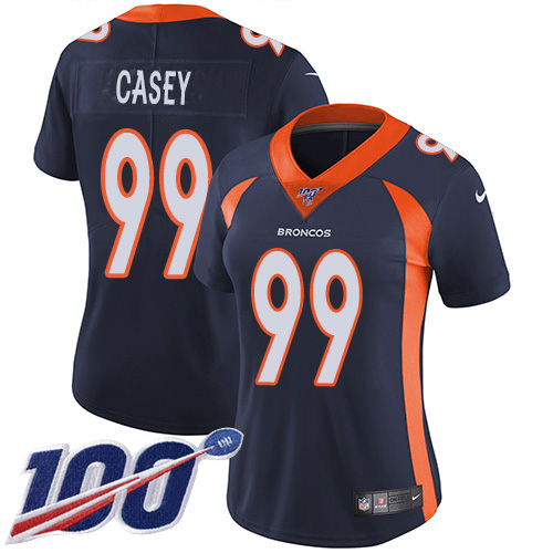 Denver Broncos #99 Jurrell Casey Navy Blue Alternate Women's Stitched 100th Season Vapor Untouchable Limited Jersey Womens