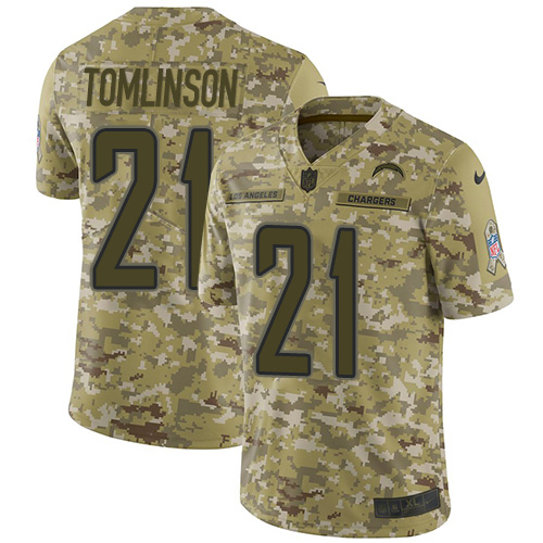 Chargers #21 LaDainian Tomlinson Camo Men's Stitched Limited 2018 Salute To Service Jersey