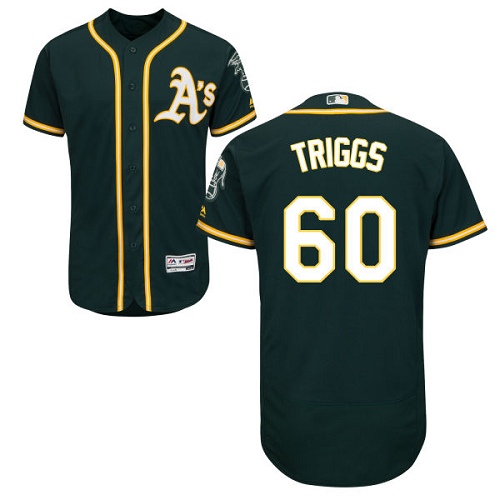 Oakland Athletics #60 Andrew Triggs Green Flexbase Authentic Collection Stitched Jersey Men's