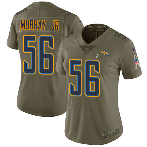 Los Angeles Chargers #56 Kenneth Murray Jr Olive Women's Stitched Limited 2017 Salute To Service Jersey Womens
