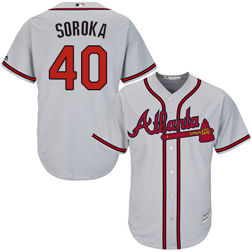 Atlanta Braves #40 Mike Soroka Grey New Cool Base Stitched Jersey Men's