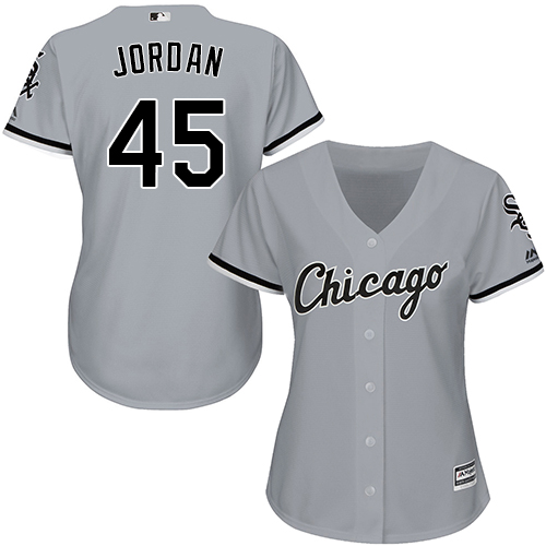 Chicago White Sox #45 Michael Jordan Grey Road Women's Stitched Jersey Womens