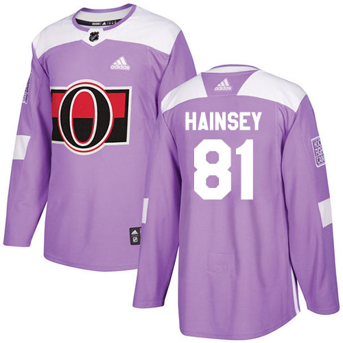 Adidas Ottawa Senators #81 Ron Hainsey Purple Authentic Fights Cancer Stitched Jersey Men's