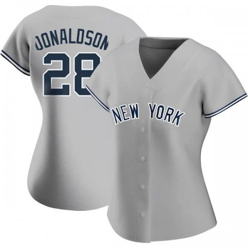 New York New York Yankees #28 Josh Donaldson Women's Authentic Gray Road Name Jersey Womens