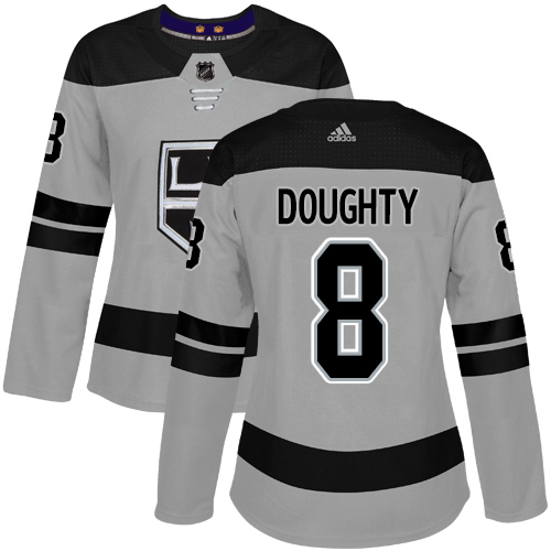 Adidas Los Angeles Kings #8 Drew Doughty Gray Alternate Authentic Women's Stitched Jersey Womens