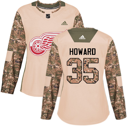 Adidas Detroit Red Wings #35 Jimmy Howard Camo Authentic 2017 Veterans Day Women's Stitched Jersey Womens