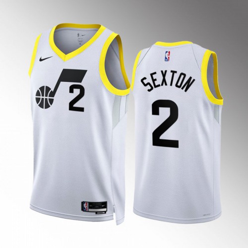 Utah Utah Jazz #2 Collin Sexton Mens Black 2022-23 Association Edition Jersey Mens