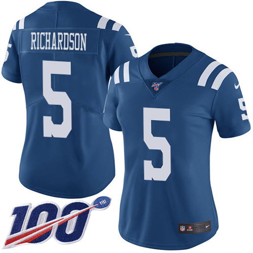 Colts #5 Anthony Richardson Royal Blue Women's Stitched Limited Rush 100th Season Jersey