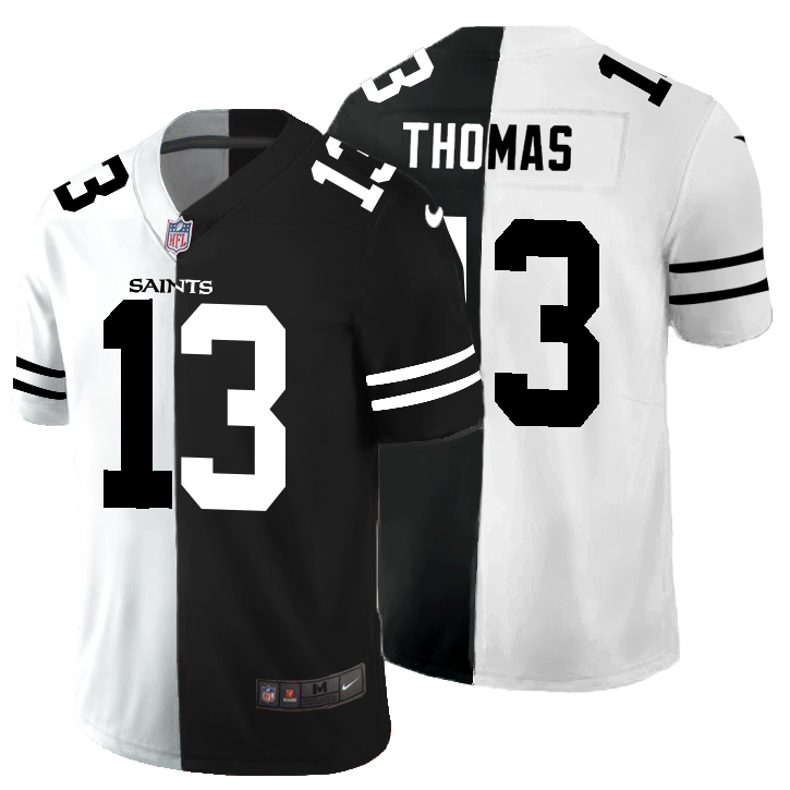New Orleans Saints #13 Michael Thomas Men's Black V White Peace Split Vapor Untouchable Limited Jersey