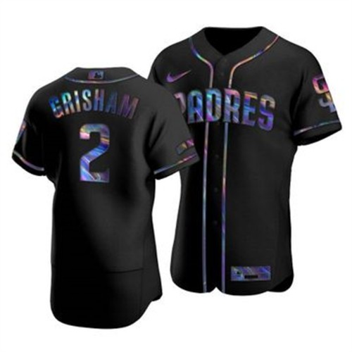 San Diego San Diego Padres #2 Trent Grisham Men's Iridescent Holographic Collection Jersey - Black Men's