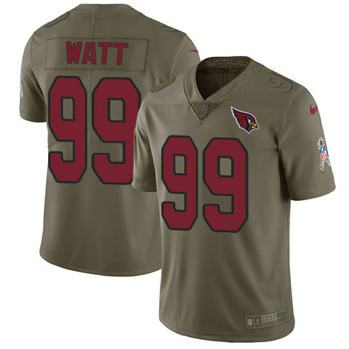 Cardinals #99 J.J. Watt Olive Men's Stitched Limited 2017 Salute To Service Jersey