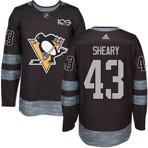 Adidas Pittsburgh Penguins #43 Conor Sheary Black 1917-2017 100th Anniversary Stitched Jersey Men's