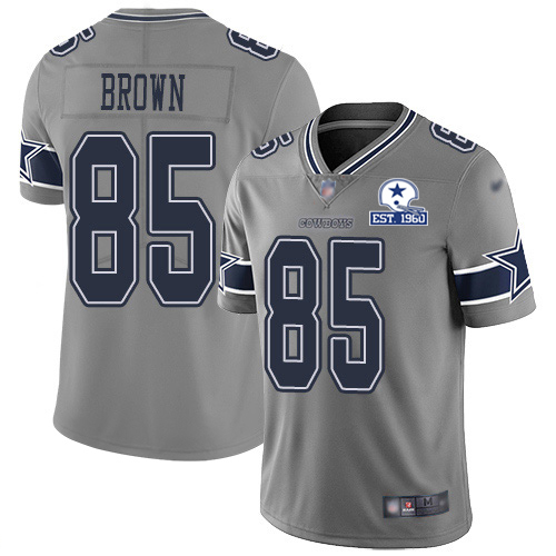 Dallas Cowboys #85 Noah Brown Gray Men's Stitched With Established In 1960 Patch Limited Inverted Legend Jersey Men's