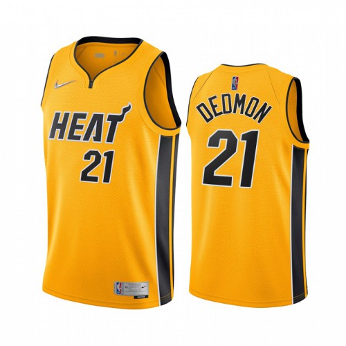 Miami Miami Heat #21 Dewayne Dedmon Yellow Swingman 2020-21 Earned Edition Jersey Mens