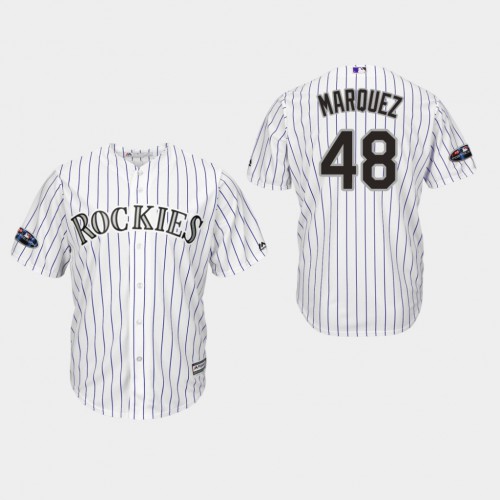 Colorado Rockies #48 German Marquez White Strip New Cool Base Stitched Jersey Men's