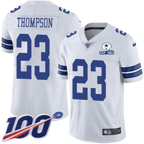 Dallas Cowboys #23 Darian Thompson White Men's Stitched With Established In 1960 Patch 100th Season Vapor Untouchable Limited Jersey Men's